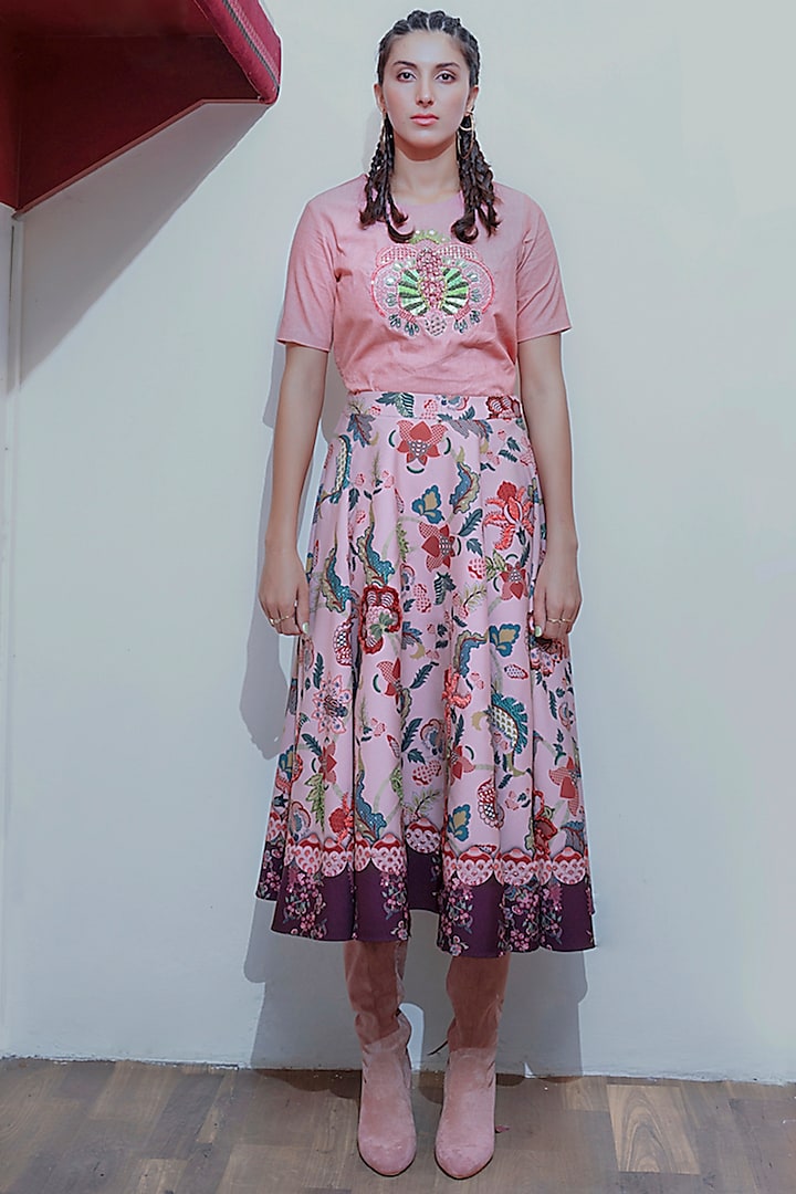 Peach Embroidered Top by SIDDHARTHA BANSAL at Pernia's Pop Up Shop