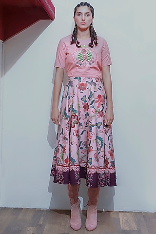 Peach Embroidered Top by SIDDHARTHA BANSAL