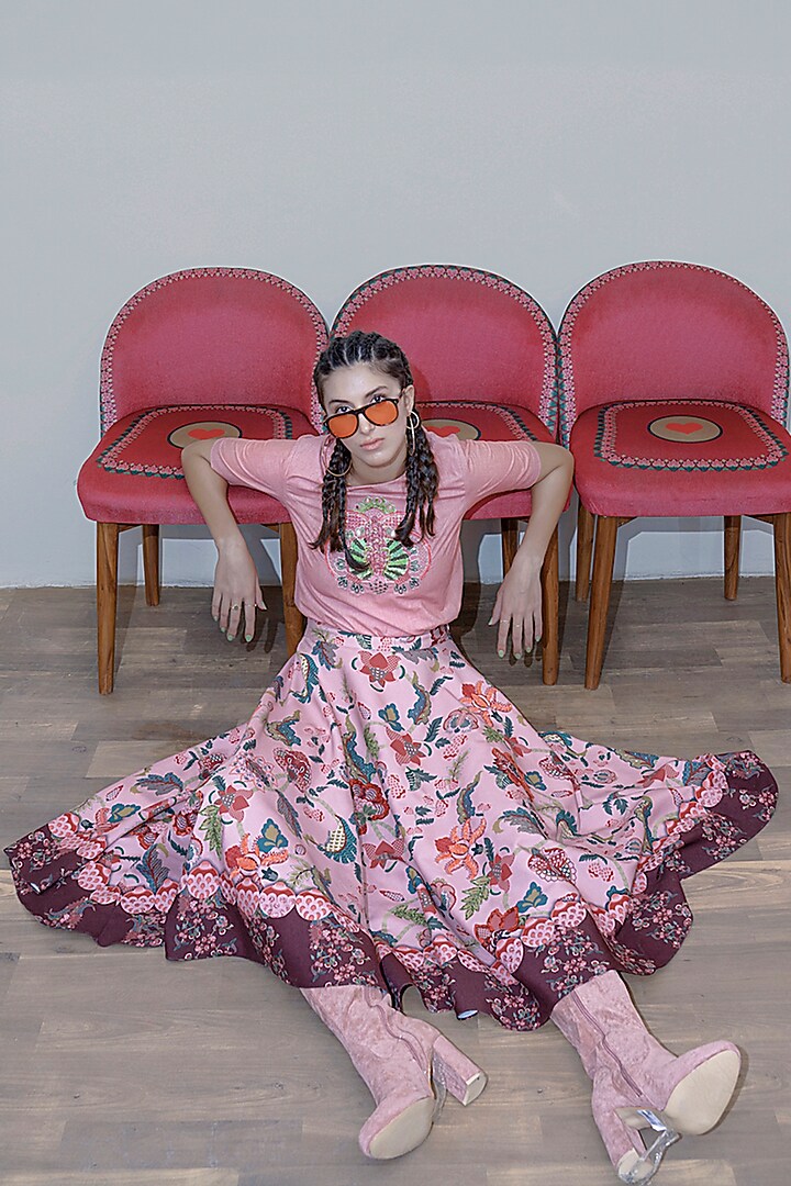Peach Embroidered Top by SIDDHARTHA BANSAL at Pernia's Pop Up Shop