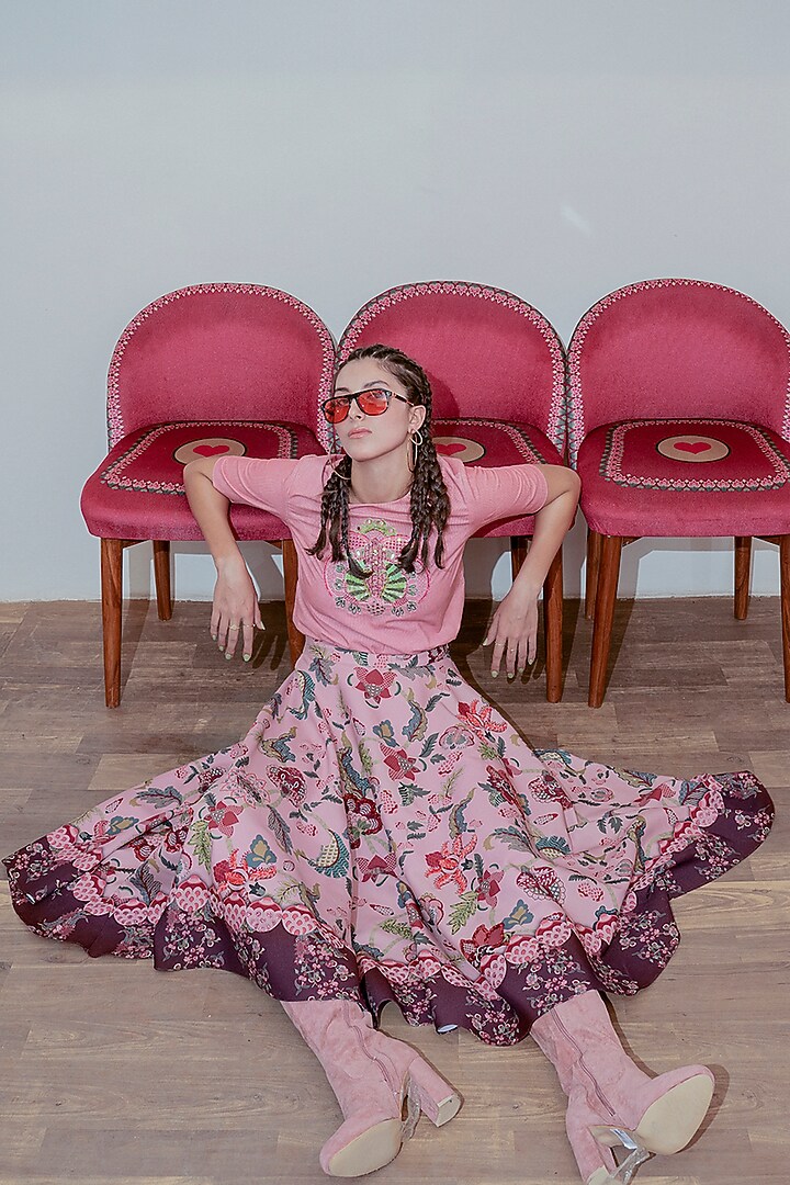 Peach Embroidered Top by SIDDHARTHA BANSAL at Pernia's Pop Up Shop