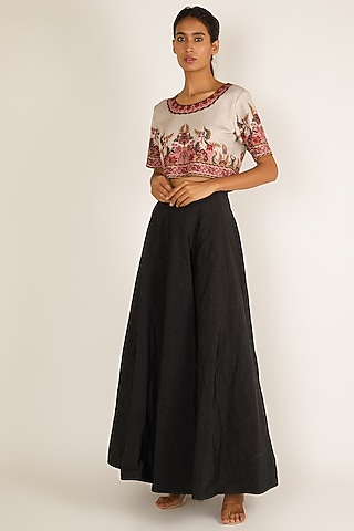 Red Printed Crop Top by Siddhartha Bansal