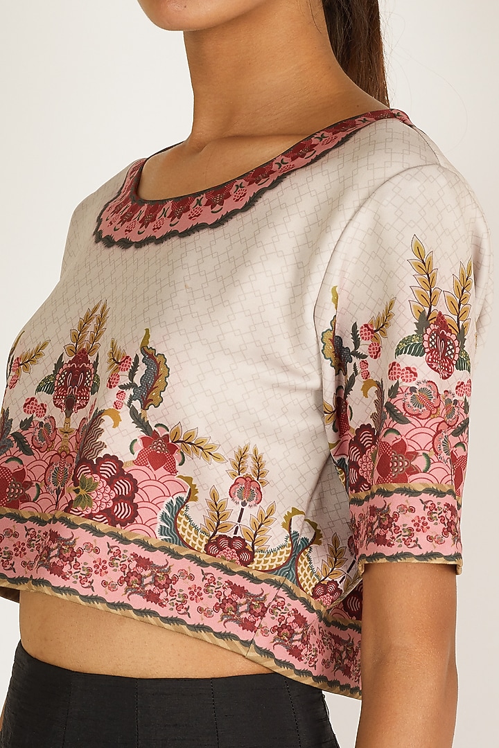 Red Printed Crop Top by Siddhartha Bansal at Pernia's Pop Up Shop