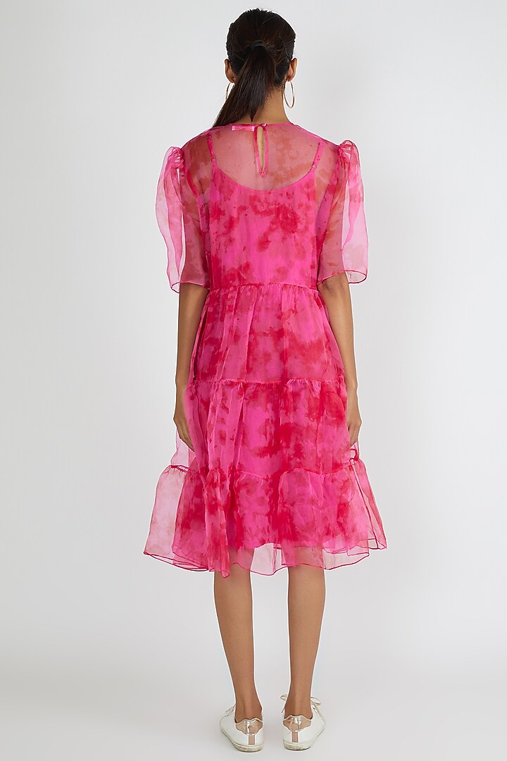 tie dye organza dress [$39.00]Blue Fairy Halter Neck Lolita Dress Summer Tie Dye Organza Dress