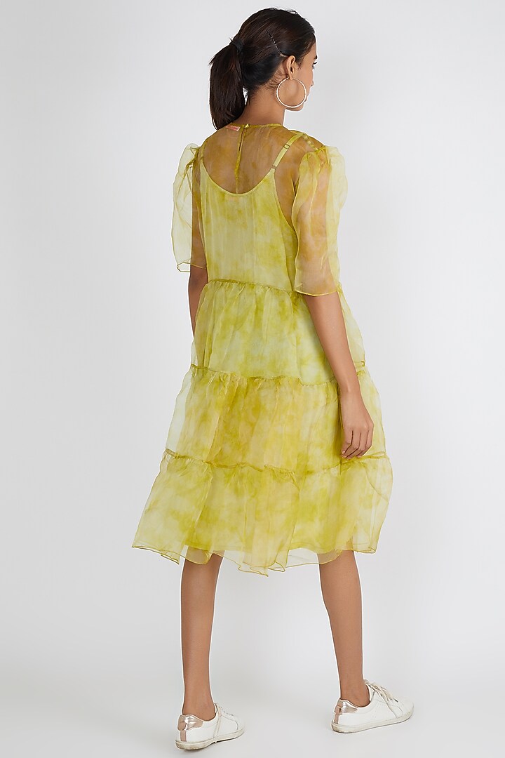 Yellow Tie & Dye Top With Slip by Siddhartha Bansal at Pernia's Pop Up Shop