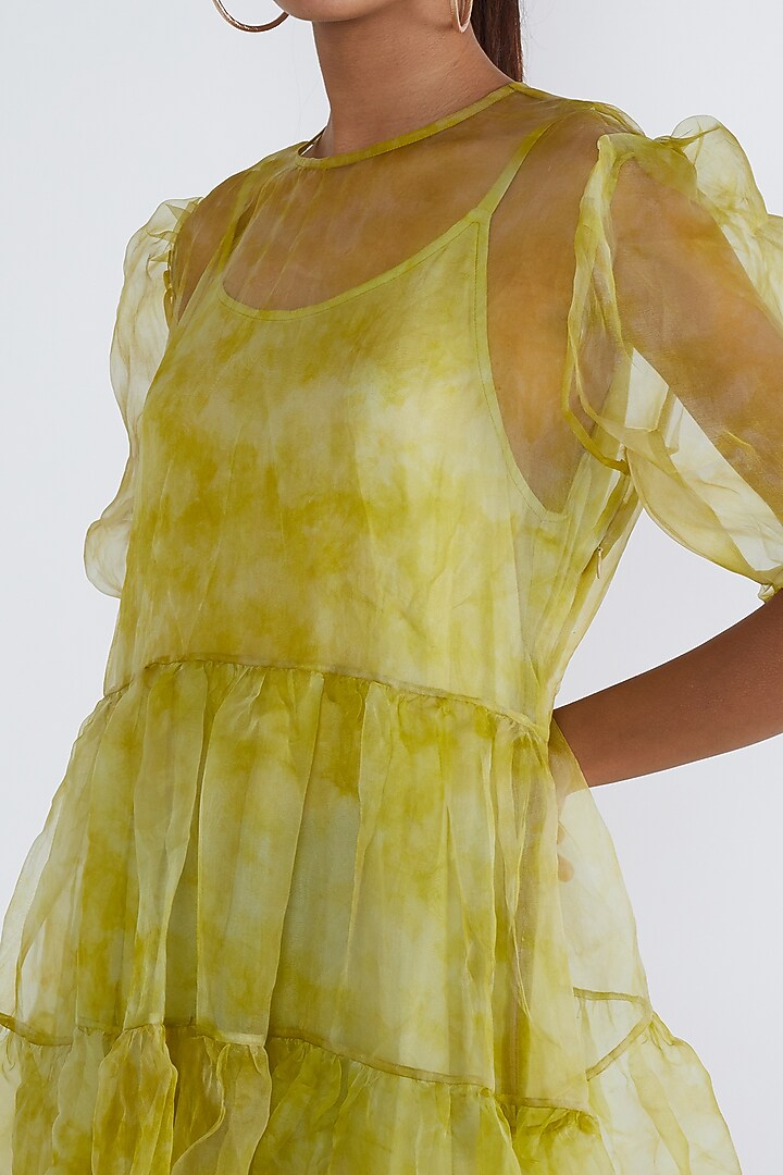 Yellow Tie & Dye Top With Slip by Siddhartha Bansal at Pernia's Pop Up Shop