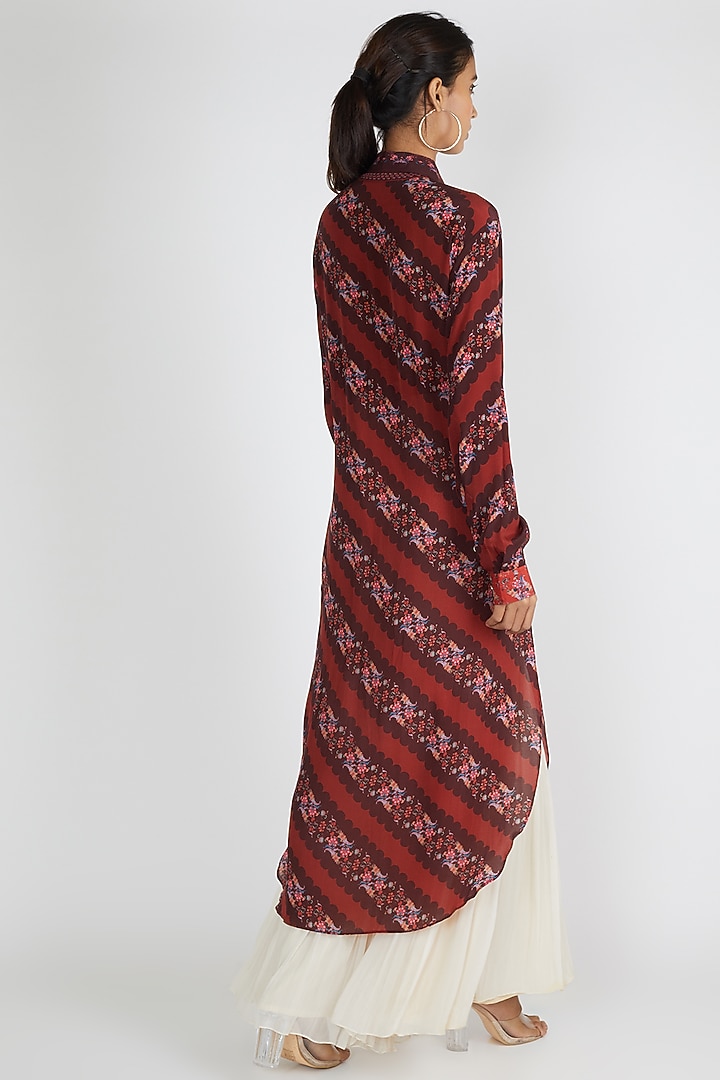 Maroon Stripe Shirt Dress by Siddhartha Bansal at Pernia's Pop Up Shop