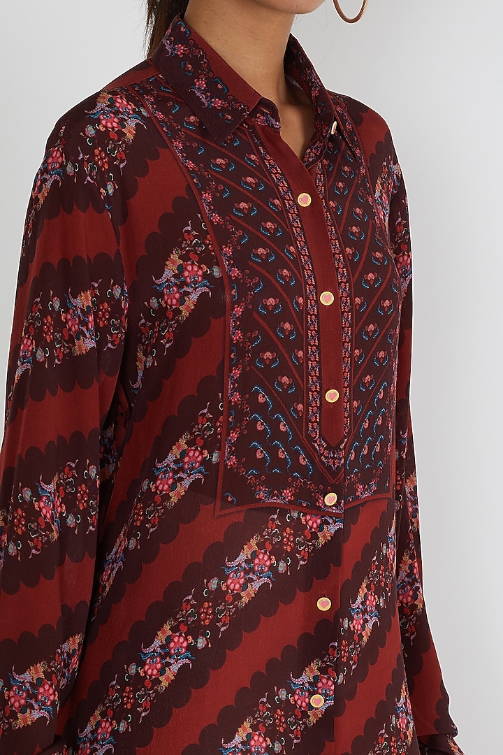 Maroon Stripe Shirt Dress by Siddhartha Bansal at Pernia's Pop Up Shop