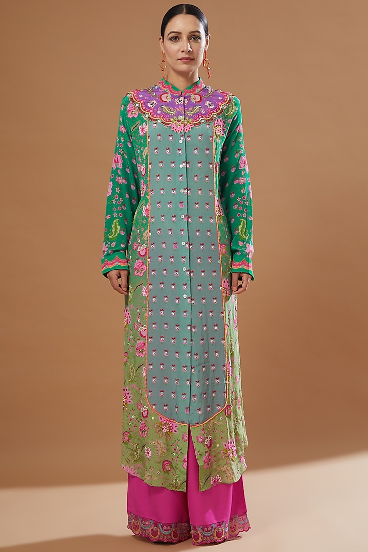 Multi-Colored Floral Printed Tunic Set by SIDDHARTHA BANSAL at Pernia's Pop Up Shop