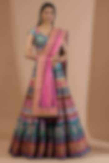 Blue Embroidered Wedding Lehenga Set by SIDDHARTHA BANSAL at Pernia's Pop Up Shop