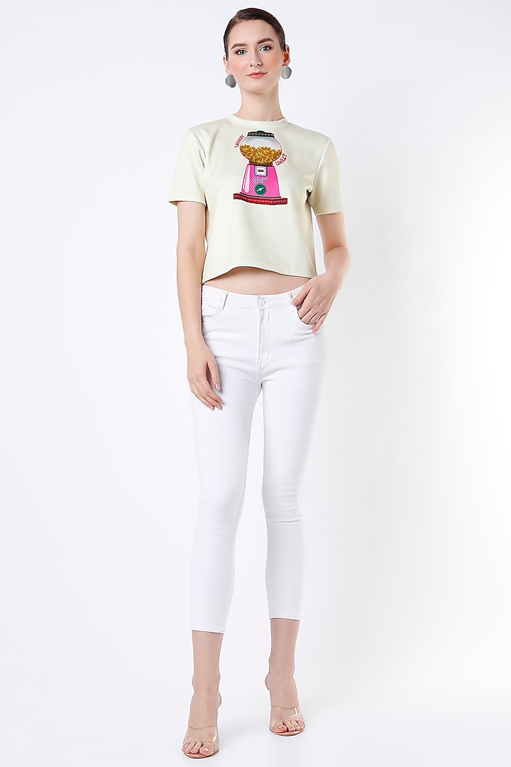 Pale Yellow Printed T-Shirt by SIDDHARTHA BANSAL