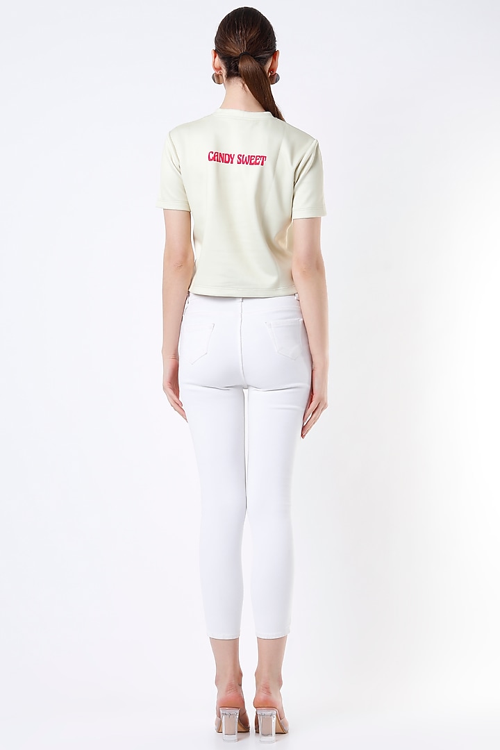 Pale Yellow Printed T-Shirt by SIDDHARTHA BANSAL at Pernia's Pop Up Shop