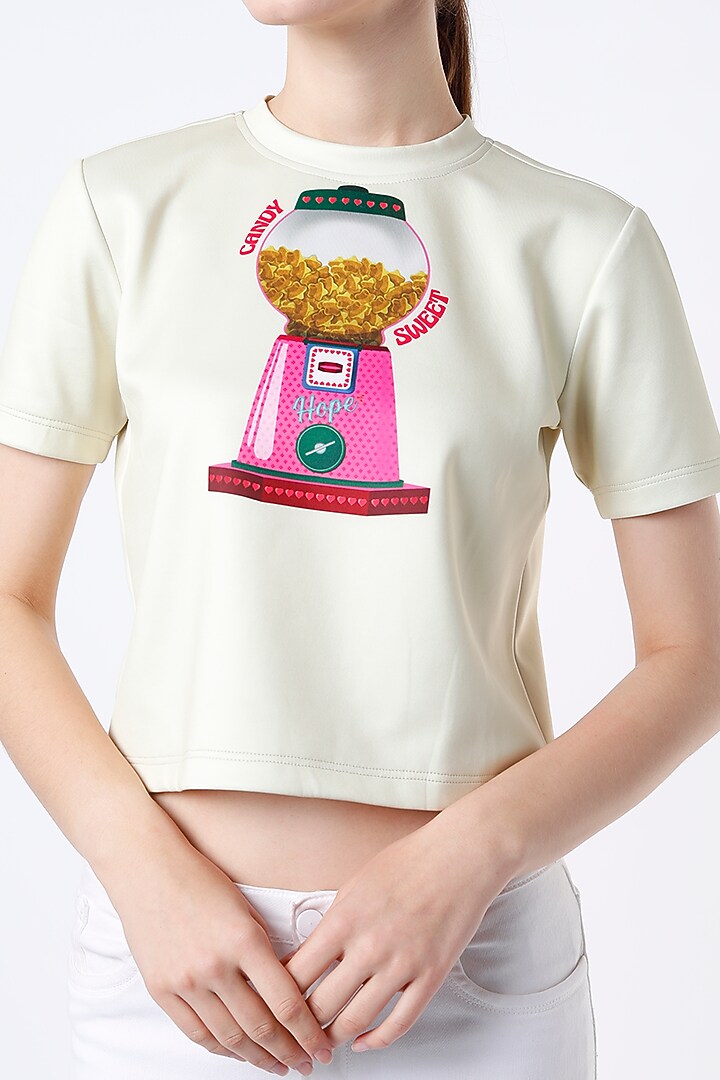 Pale Yellow Printed T-Shirt by SIDDHARTHA BANSAL at Pernia's Pop Up Shop