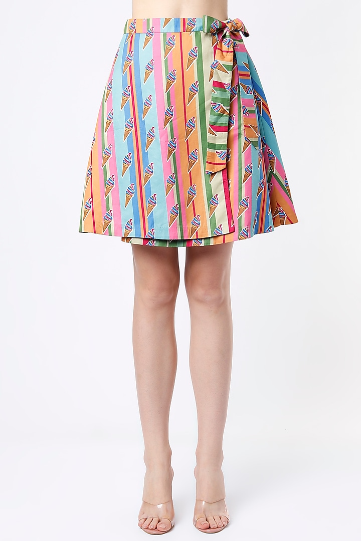 Multi-Colored Printed Mini Skirt by SIDDHARTHA BANSAL