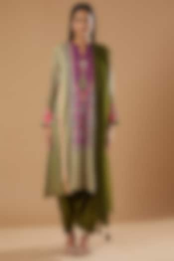 Multi-Colored Digital Printed Kurta Set by SIDDHARTHA BANSAL