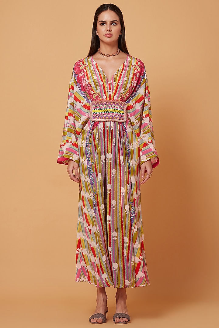 Multi Colored Striped Kaftan by SIDDHARTHA BANSAL at Pernia's Pop Up Shop