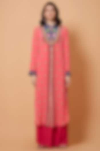 Peach Floral Printed Tunic by SIDDHARTHA BANSAL at Pernia's Pop Up Shop