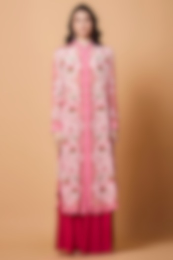 Powder Pink Floral Printed Tunic by SIDDHARTHA BANSAL at Pernia's Pop Up Shop