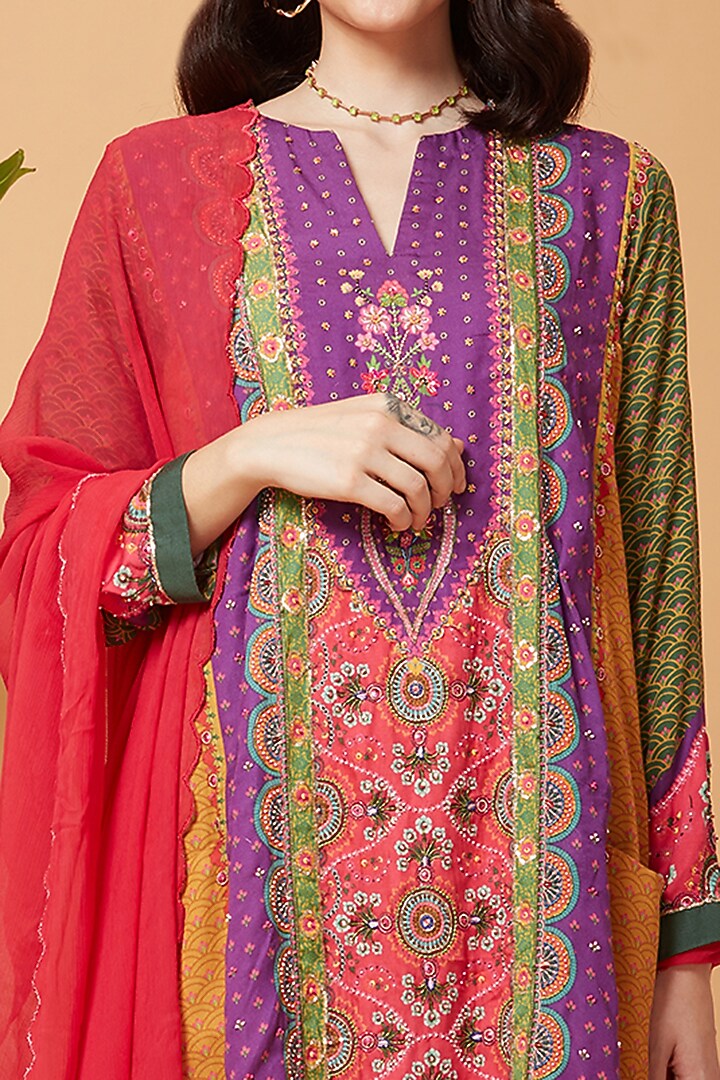 Purple Chanderi Kurta Set by SIDDHARTHA BANSAL at Pernia's Pop Up Shop