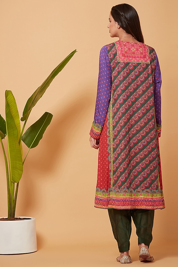 Green & Pink Chanderi Kurta Set by SIDDHARTHA BANSAL at Pernia's Pop Up Shop