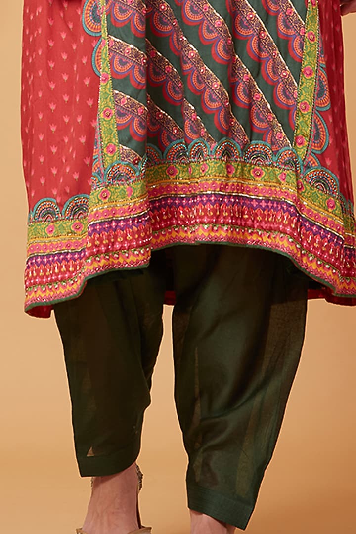 Green & Pink Chanderi Kurta Set by SIDDHARTHA BANSAL at Pernia's Pop Up Shop