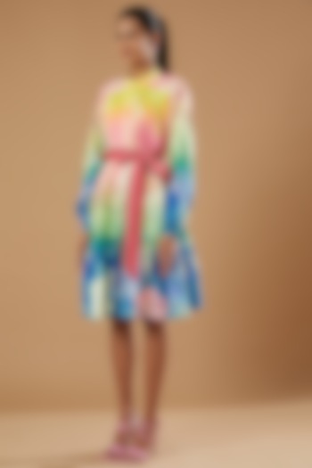 Multi-Colored Digital Printed Dress by SIDDHARTHA BANSAL