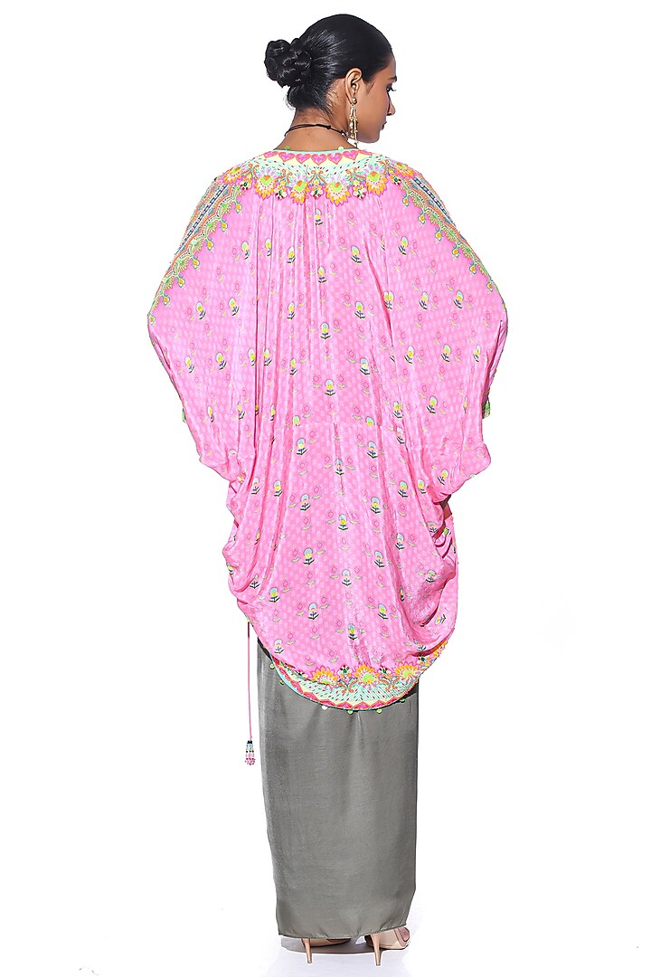 Grey Pure Satin Draped Skirt Set by SIDDHARTHA BANSAL at Pernia's Pop Up Shop