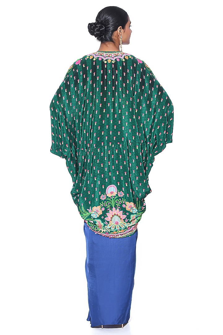 Oriental Blue Pure Satin Draped Skirt Set by SIDDHARTHA BANSAL at Pernia's Pop Up Shop