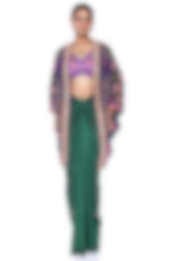 Emerald Pure Satin Draped Skirt Set by SIDDHARTHA BANSAL