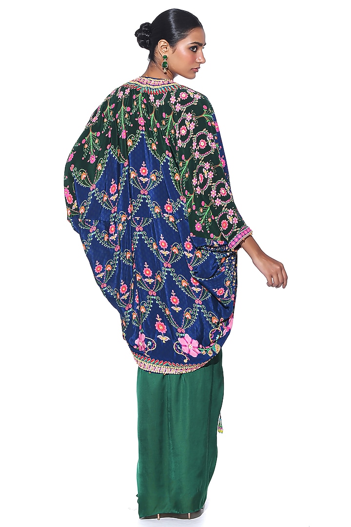 Emerald Pure Satin Draped Skirt Set by SIDDHARTHA BANSAL at Pernia's Pop Up Shop