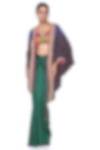 Emerald Pure Satin Draped Skirt Set by SIDDHARTHA BANSAL