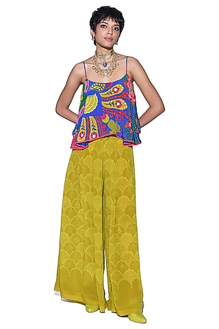 Lime Crepe Printed Co-Ord Set by SIDDHARTHA BANSAL