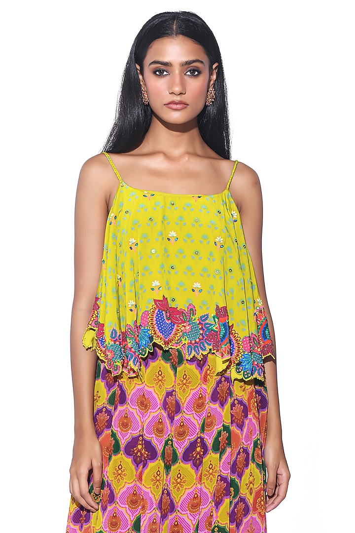Multi-Colored Crepe Block Printed Co-Ord Set by SIDDHARTHA BANSAL at Pernia's Pop Up Shop