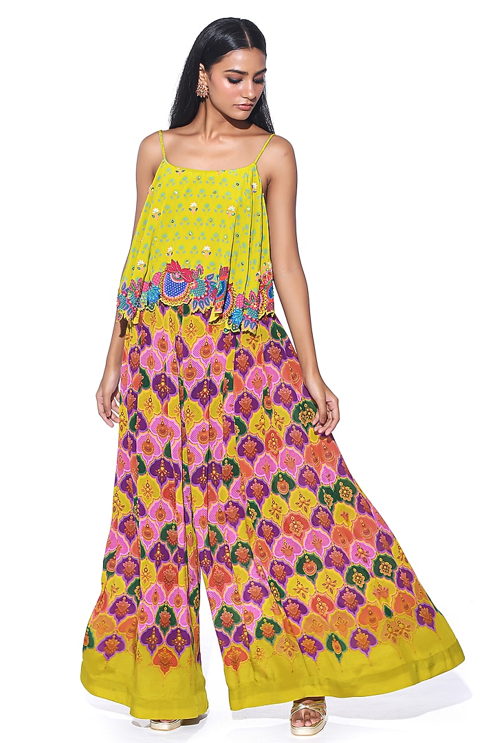 Multi-Colored Crepe Block Printed Co-Ord Set by SIDDHARTHA BANSAL at Pernia's Pop Up Shop