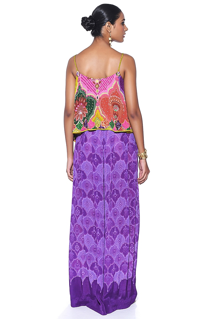 Violet Crepe Printed Co-Ord Set by SIDDHARTHA BANSAL at Pernia's Pop Up Shop