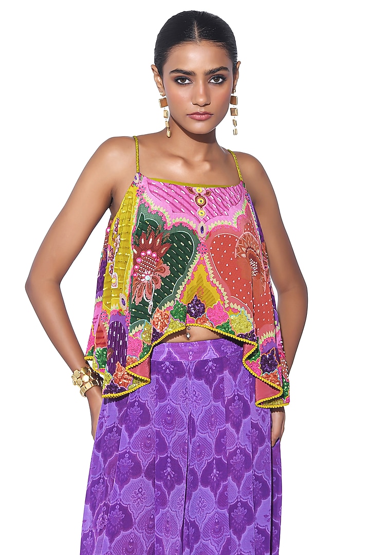 Violet Crepe Printed Co-Ord Set by SIDDHARTHA BANSAL at Pernia's Pop Up Shop