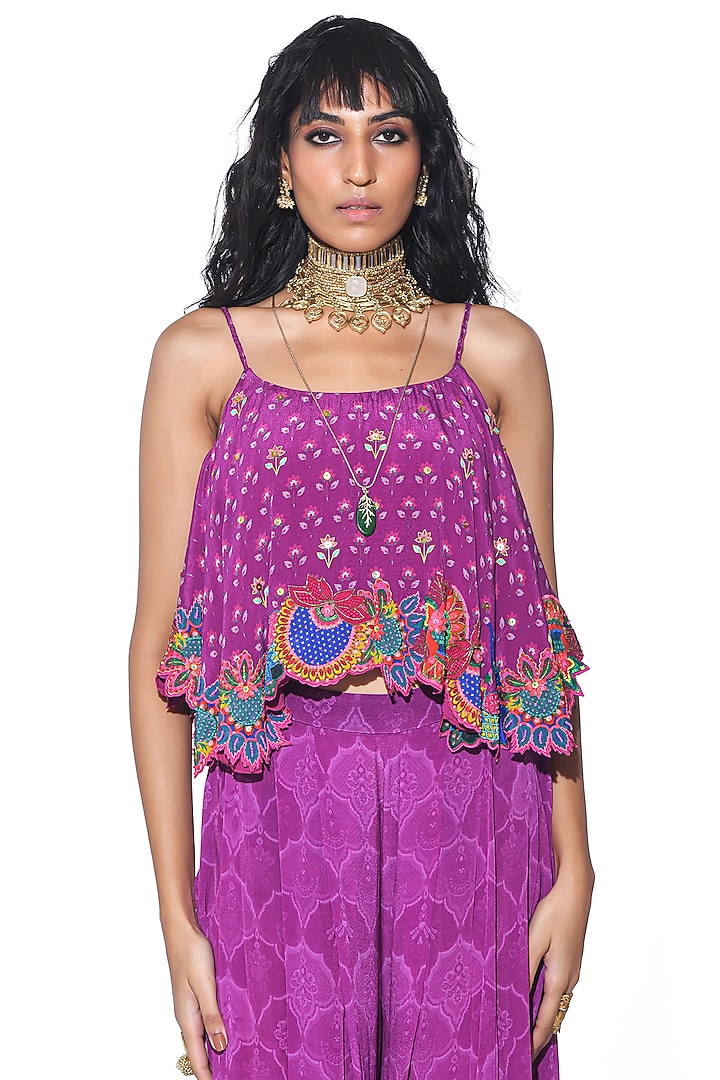 Purple Crepe Printed Co-Ord Set by SIDDHARTHA BANSAL at Pernia's Pop Up Shop