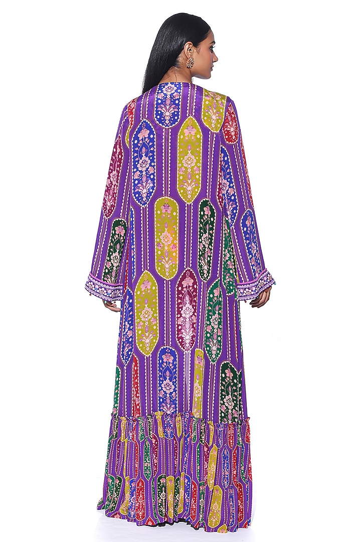 Violet Crepe Tiered Wedding Sharara Set by SIDDHARTHA BANSAL at Pernia's Pop Up Shop