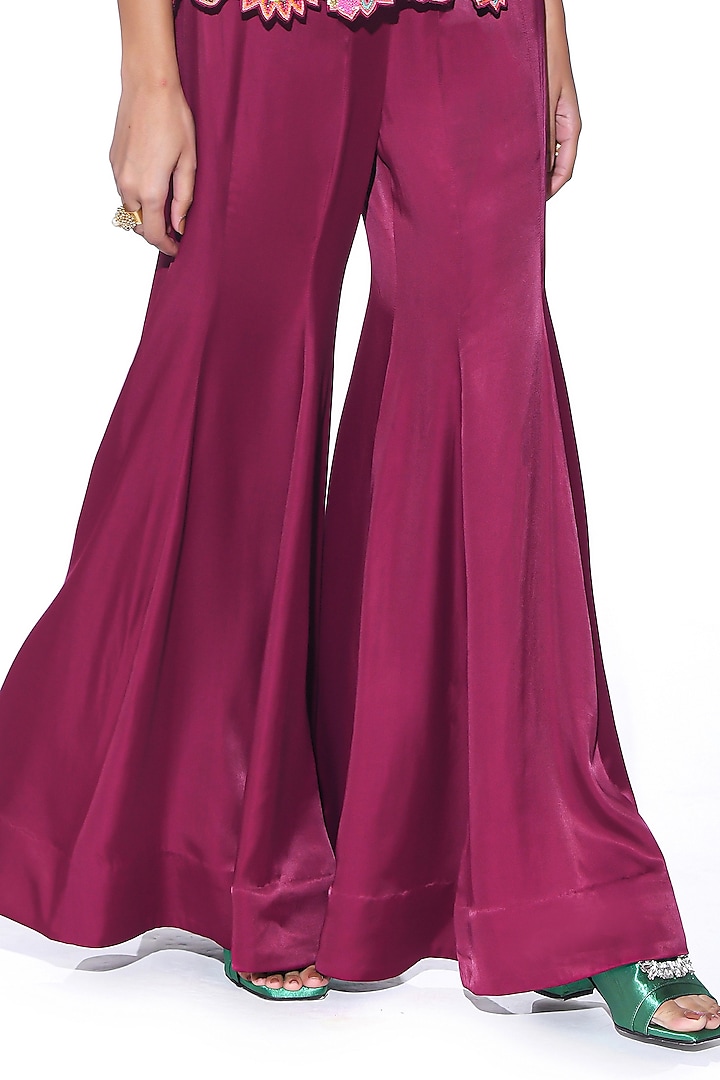 Crimson Boski Satin Bridal Sharara Set by SIDDHARTHA BANSAL at Pernia's Pop Up Shop