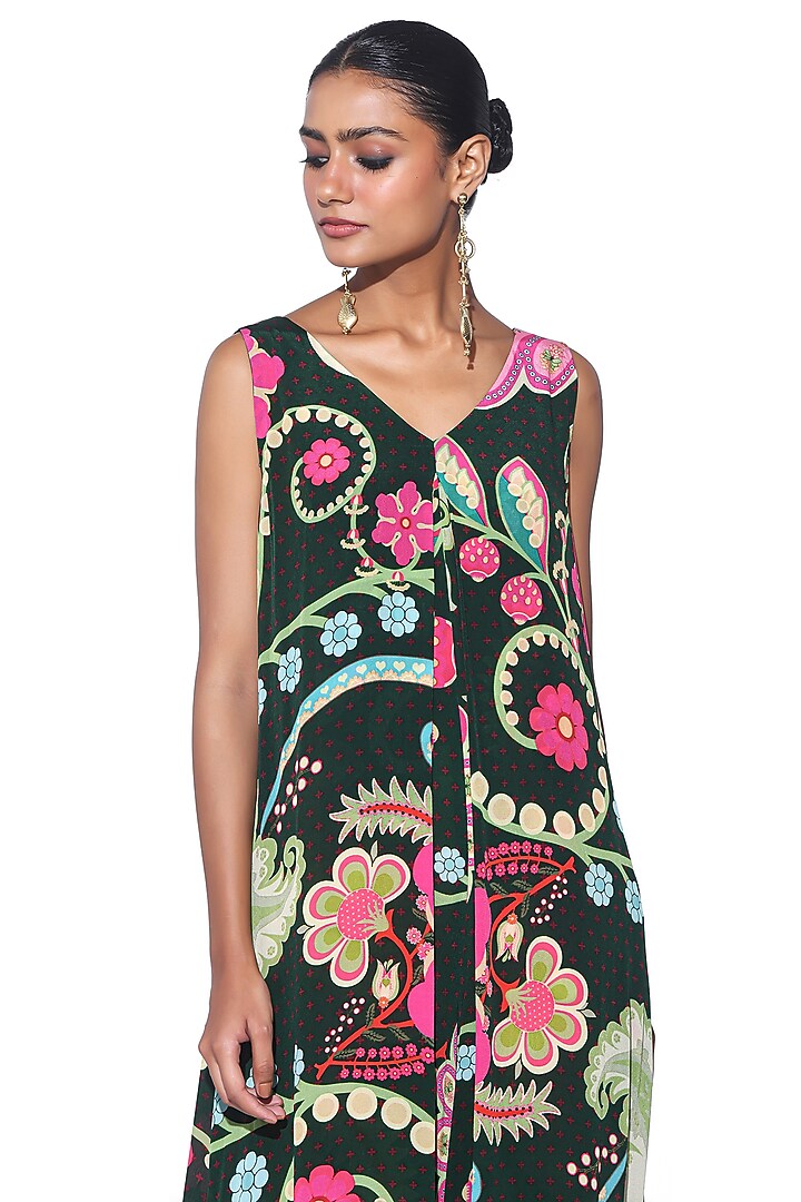 Emerald Pure Crepe Paisley Wide-Legged Jumpsuit by SIDDHARTHA BANSAL at Pernia's Pop Up Shop
