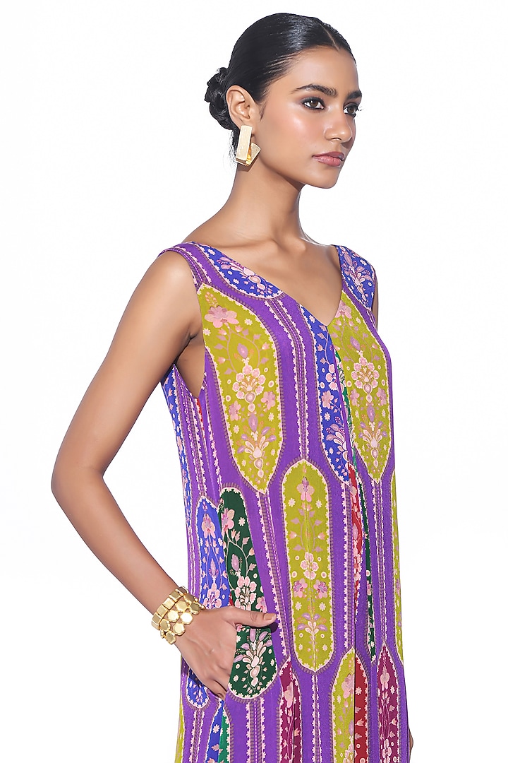 Violet Pure Crepe Paisley Wide-Legged Jumpsuit by SIDDHARTHA BANSAL at Pernia's Pop Up Shop