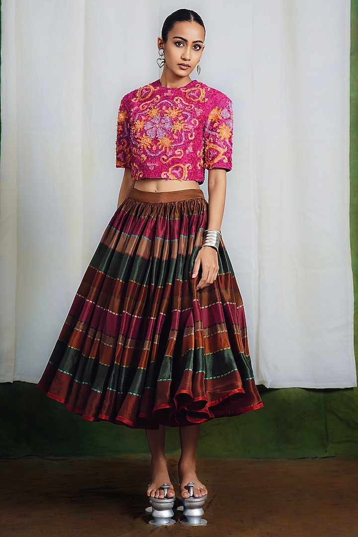 Multi-Colored Silk Skirt Set by SIDDHARTHA BANSAL at Pernia's Pop Up Shop