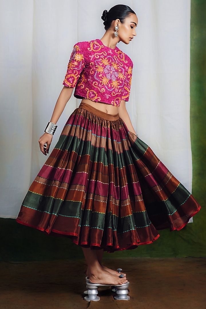 Multi-Colored Silk Skirt Set by SIDDHARTHA BANSAL at Pernia's Pop Up Shop
