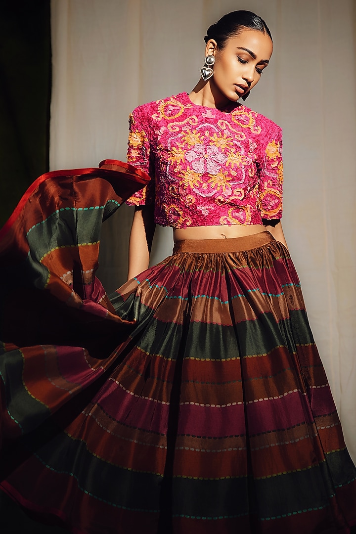 Multi-Colored Silk Skirt Set by SIDDHARTHA BANSAL at Pernia's Pop Up Shop