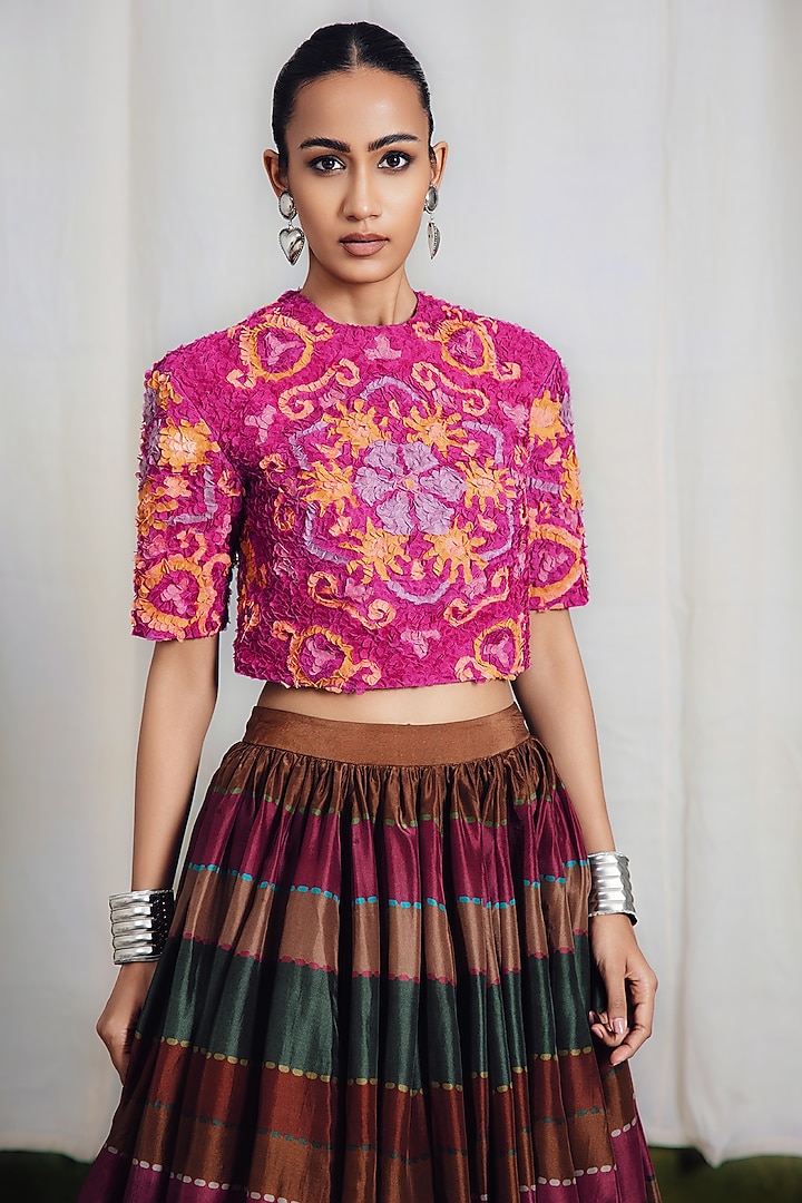 Multi-Colored Silk Skirt Set by SIDDHARTHA BANSAL at Pernia's Pop Up Shop