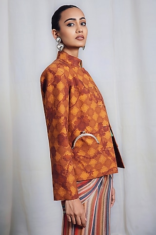 Brown Linen Bandhgala Jacket by SIDDHARTHA BANSAL
