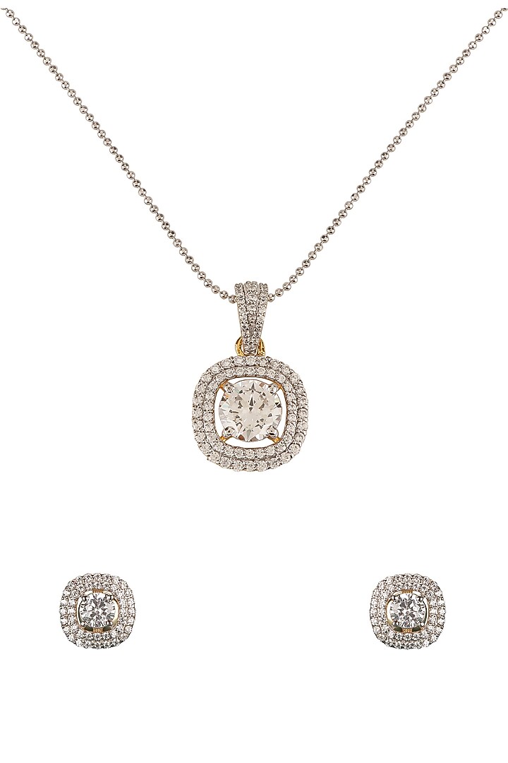 Gold Finish Zircons Pendant Set In Sterling Silver by Sica Jewellery at Pernia's Pop Up Shop