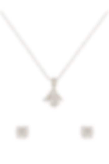 White Finish Zircons Pendant Set In Sterling Silver by Sica Jewellery at Pernia's Pop Up Shop