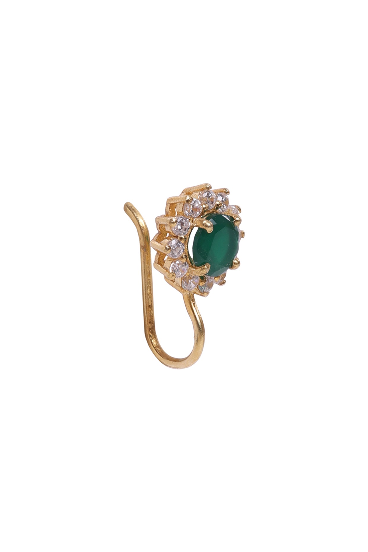 Gold Finish Zircon Green Stone Nose Ring In Sterling Silver by Sica Jewellery at Pernia s Pop Up Shop