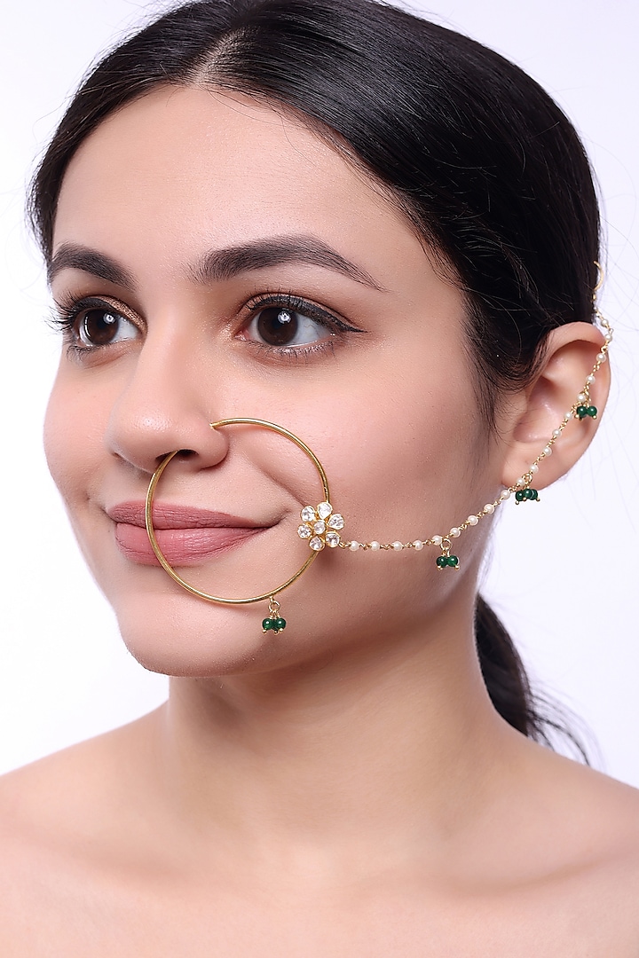 White Finish Zircon Nose Ring In Sterling Silver by Sica Jewellery