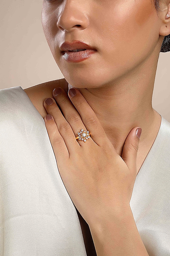 Gold Plated Zircon Ring In Sterling Silver by Sica Jewellery at Pernia's Pop Up Shop